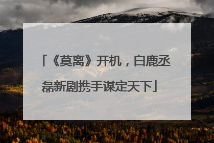 《莫离》开机，白鹿丞磊新剧携手谋定天下