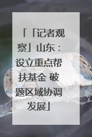 「记者观察」山东：设立重点帮扶基金 破题区域协调发展