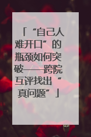 “自己人难开口”的瓶颈如何突破——跨院互评找出“真问题”