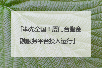 率先全国！厦门台胞金融服务平台投入运行