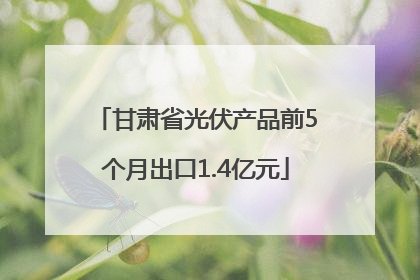 甘肃省光伏产品前5个月出口1.4亿元