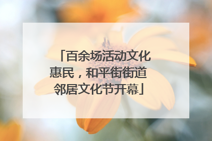 百余场活动文化惠民，和平街街道邻居文化节开幕