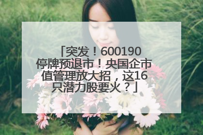 突发！600190停牌预退市！央国企市值管理放大招，这16只潜力股要火？