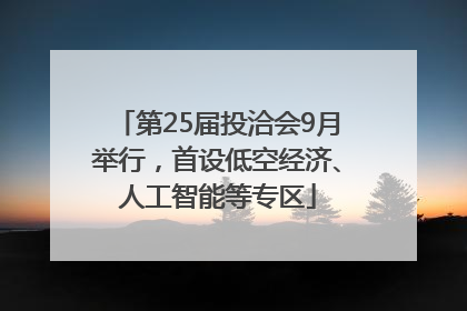 第25届投洽会9月举行，首设低空经济、人工智能等专区