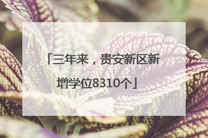 三年来，贵安新区新增学位8310个