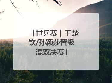 世乒赛｜王楚钦/孙颖莎晋级混双决赛