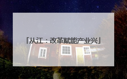 从江：改革赋能产业兴