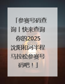 参赛号码查询丨快来查询你的2025沈阳和河半程马拉松参赛号码吧！
