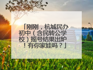 刚刚，杭城民办初中（含民转公学校）摇号结果出炉！有你家娃吗？