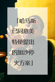 哈马斯已同意美特使提出的加沙停火方案