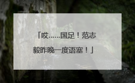 哎……国足！范志毅昨晚一度语塞！