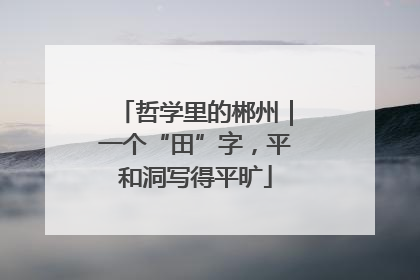 哲学里的郴州｜一个“田”字，平和洞写得平旷