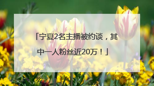 宁夏2名主播被约谈，其中一人粉丝近20万！