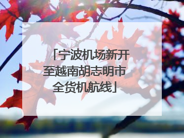 宁波机场新开至越南胡志明市全货机航线