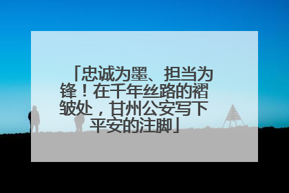 忠诚为墨、担当为锋！在千年丝路的褶皱处，甘州公安写下平安的注脚