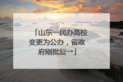 山东一民办高校变更为公办，省政府刚批复→
