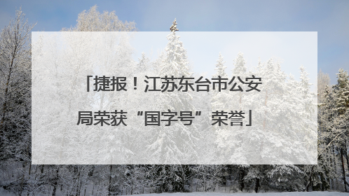 捷报！江苏东台市公安局荣获“国字号”荣誉