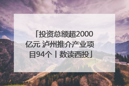 投资总额超2000亿元 泸州推介产业项目94个丨数读西投