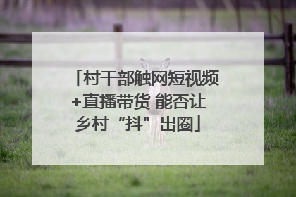 村干部触网短视频+直播带货 能否让乡村“抖”出圈