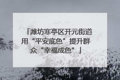 潍坊寒亭区开元街道用“平安底色”提升群众“幸福成色”