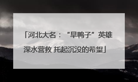 河北大名：“旱鸭子”英雄深水营救 托起沉没的希望