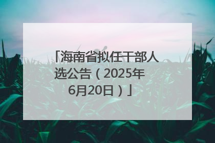 海南省拟任干部人选公告（2025年6月20日）