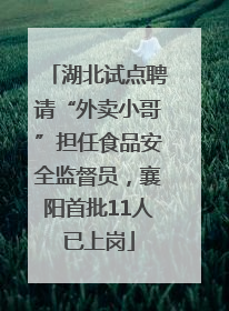 湖北试点聘请“外卖小哥”担任食品安全监督员，襄阳首批11人已上岗