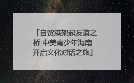 自贸港架起友谊之桥 中美青少年海南开启文化对话之旅
