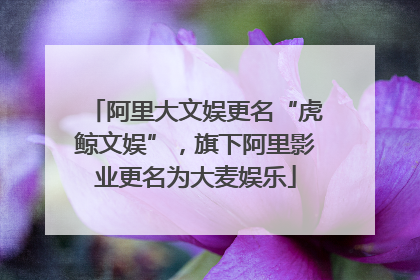 阿里大文娱更名“虎鲸文娱”，旗下阿里影业更名为大麦娱乐