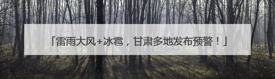 雷雨大风+冰雹，甘肃多地发布预警！