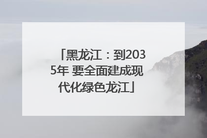 黑龙江：到2035年 要全面建成现代化绿色龙江