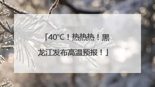 40℃！热热热！黑龙江发布高温预报！