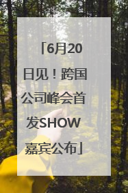6月20日见！跨国公司峰会首发SHOW嘉宾公布